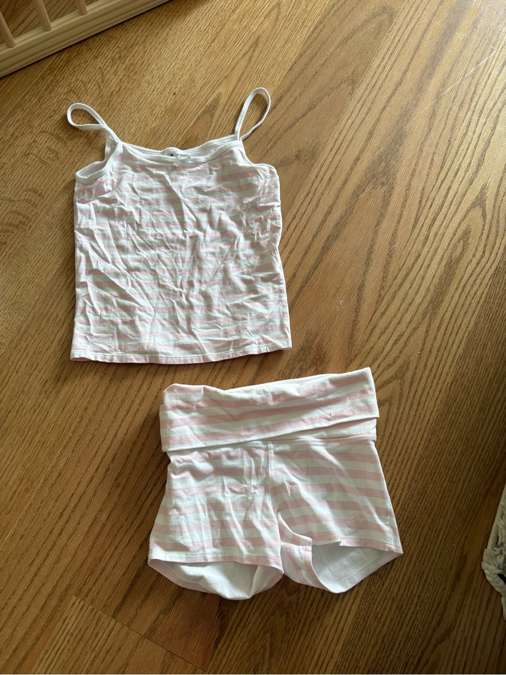 Frankie's Bikinis Pink & White Striped Sleep Set